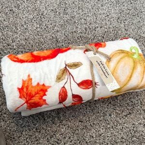 Autumn Leaves and Pumpkin Throw Blanket
